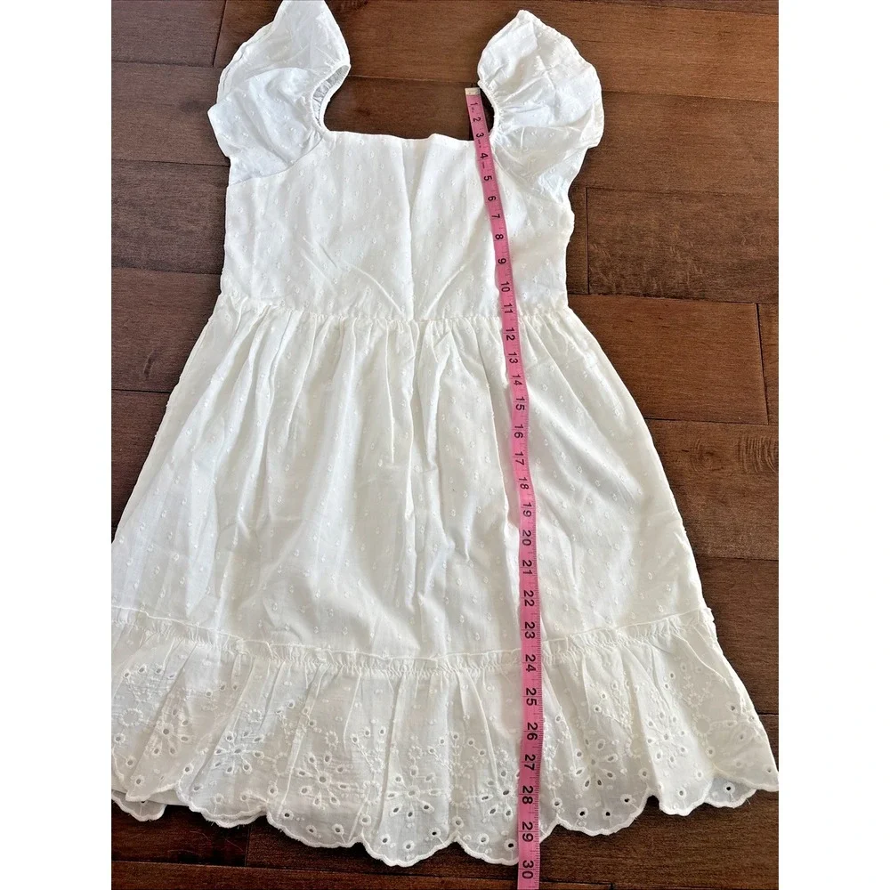 Gap Kids White Eyelet Clip Dot Dress Girls L 10/12 100% Cotton Sundress